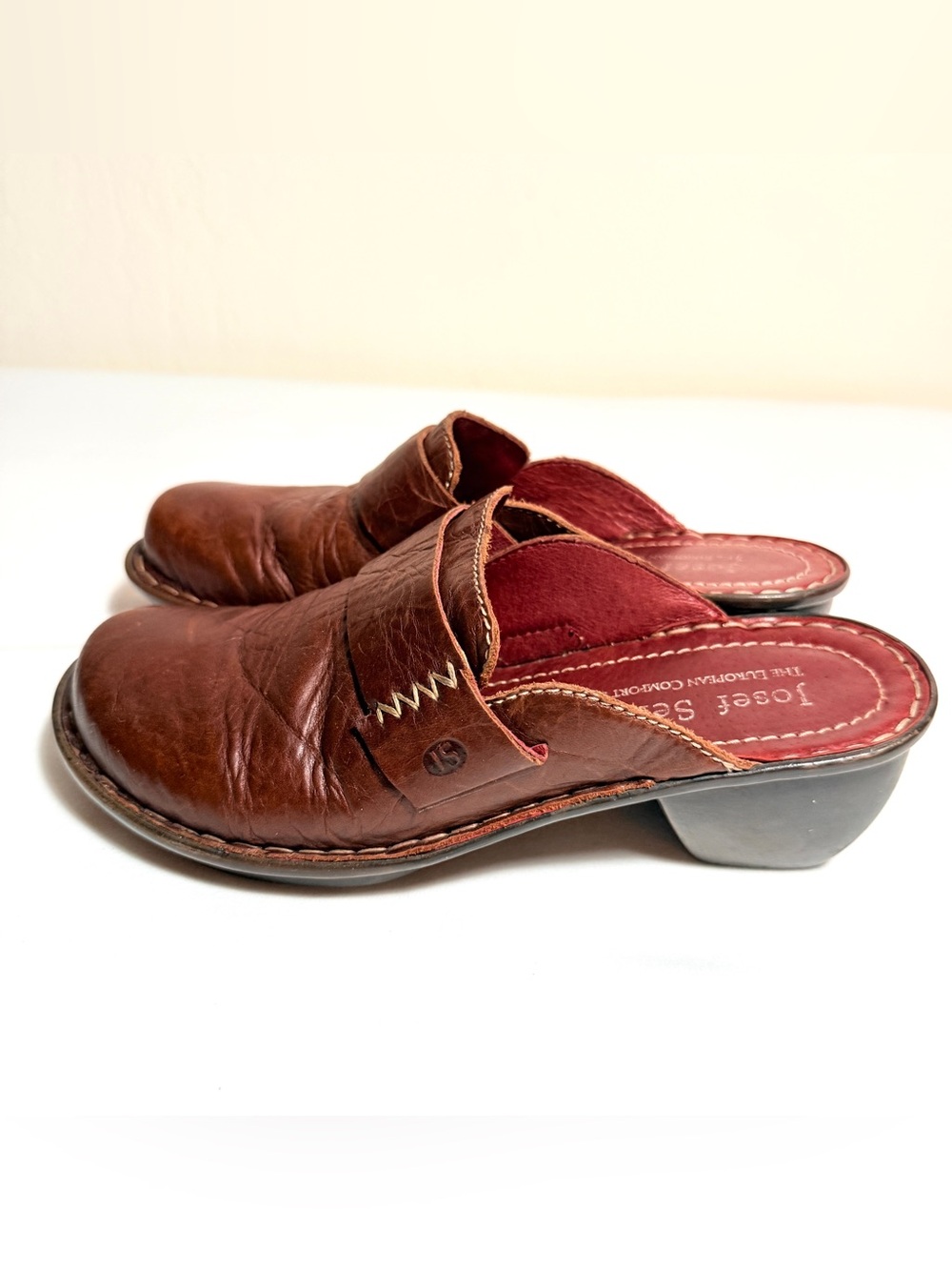 Josef Seibel Leather Comfort Mule Clogs Brown EU 36 Slip On